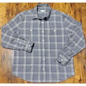 Ash Erie Men's Button Shirt Size Medium Slim Fit Gray Plaid Long Sleeve Flannel